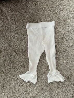 Girls White Ruffled Pants Size 12 Month